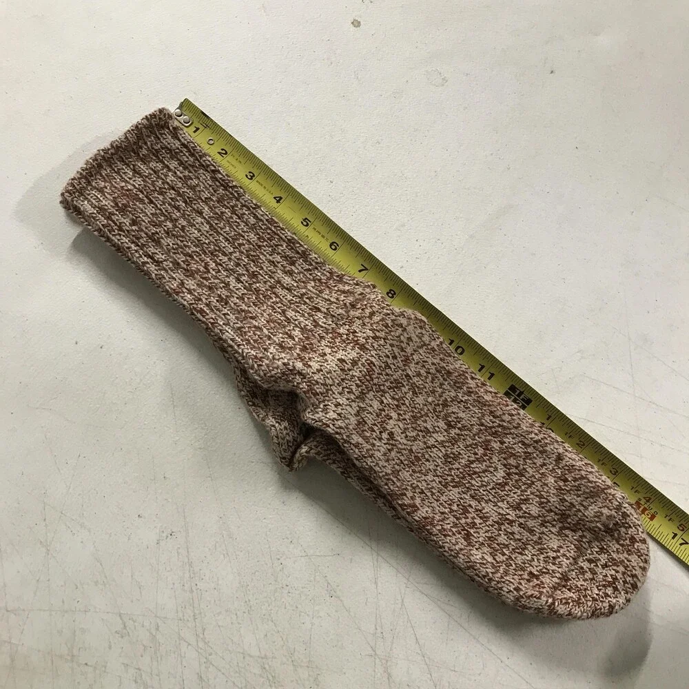 Vintage Thermal Outdoor Socks Mens 10-13 Brown Wool Acrylic Nylon Mid Calf USA